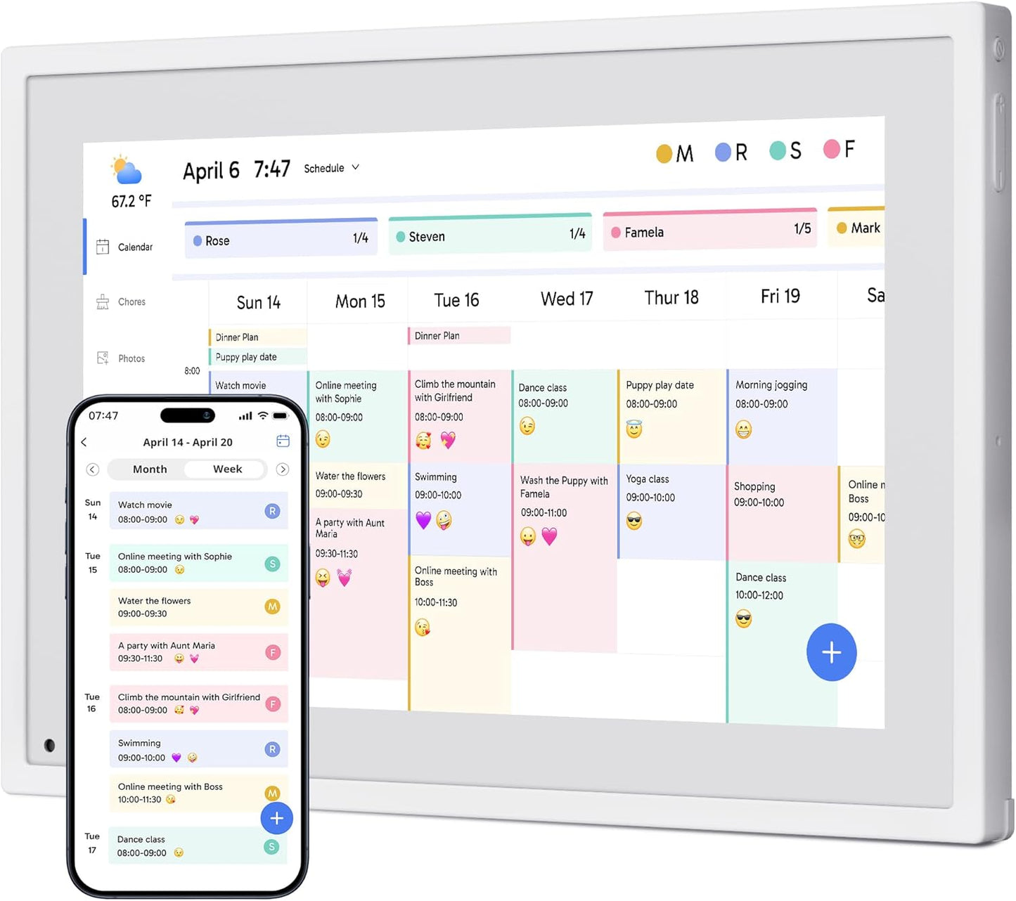Smart Family Planner, Hearth Display Desk Digital Calendar Seamless Scheduling